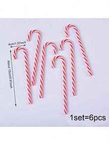 1set(6pcs) Christmas Red & White Candy Cane Decoration Hanging Ornaments, Creative Artificial Candy Cane Ornaments For Christmas Decorations - Red and White - View 12