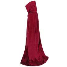 ALIZIWAY Hooded Cape Reversible Velvet Cloak Lined With Satin Renaissance Medieval Halloween Christmas Cosplay Costume{"Color_name":"Reversible-BurgundyVelvetandBlackSatin","Size_name":"Small"} - 雙面-勃根地天鵝絨與黑色緞子 - 查看 6