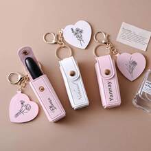 Personalized Customized Lipstick Bag Keychain, Lipstick Case With Mirror, Custom Name Anti Lost Lipstick Storage Bag, Bridesmaid Gift, Valentine's Day Gift, Engraved, Stainless, Unisex, Casual, Custom, For Father's Day, For Graduation, For Weddings, For Housewarming, School Supplies, For Teenagers, Junior High School Students, Middle School Students, High School Senior High School Students, College Students, University Students, Freshman, Sophomore, Underclassmen,Delicate Romance