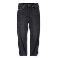 CAMEL CROWN 男士直筒牛仔裤秋冬季加绒保暖弹力水洗休闲长裤 - 黑色 - 查看 3