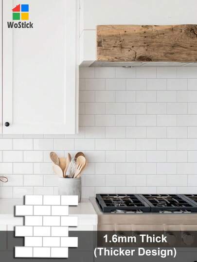 10 piezas (Diseño reforzado) Azulejos de estilo metro autoadhesivos de alta calidad, aptos para cocina, baño, chimenea, caravana, etc. Adhesivo y despegable.