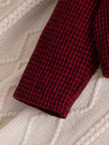 3pcs Baby Girl Plaid Blazer, Camisole Top And Skirt Set, Sweet Fashion School Style Outfit For Spring/Autumn, Suitable For School And Outdoor - Red - View 5