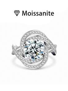 1pc Women's Wedding Ring, 3.8g S925 Sterling Silver, 2 Carat Moissanite, Bohemian Palace Style, Engagement, Wedding, Anniversary, Valentine's Day Gift, Comes With Moissanite Certificate And Elegant Gift Box - Silver - View 11