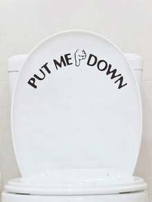 Slogan Graphic Toilet Sticker, Black PVC Waterproof Toilet Decal For Bathroom, Stickers, Wall Decal, Vinyl Decal For Home Decorations, Spring Decoration Items Refresh Your Home, Rama Decoration Stickers Gifts Birthday Graduation - Black - View 12