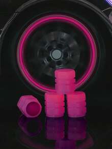 4pcs Bright Neon Glow-In-The-Dark Tire Valve Caps - Hexagonal Durable ABS Plastic, Fit For Cars, Bicycles, Motorcycles - Fits All Wheel Rim Sizes, Stylish Vehicle Accessories, Bike Accessories, Motorcycle Accessories, Stylish Wheel Caps, Glowindark Feature