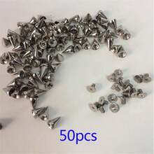 55pcs 10*7mm(0.394*0.276in)Alloy Cone Studs And Spikes For Leathercraft: DIY Punk Fashion Accessories - Screwback Design For Clothing, Bags, Shoes - Silver