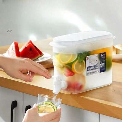 5L Plastic Kettle, Plastic Beverage Dispenser With Tap, Large Capacity Container, Cold Kettle With Faucet In Fridge, Refrigerator Juice Water Pitcher, Fruit Tea Pot, Lemonade Bottle, Summer Household Supplies, For Home, Kitchen, Camping, Party And Outdoor Use, Great For Iced Coffee, Tea And Cold Drinks, Coffee Machine Accessory