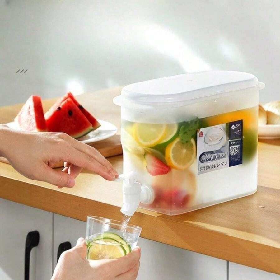 5升塑料水壶，带水龙头塑料饮料分配器，大容量容器，冰箱冷水壶，冰箱果汁水壶，水果茶壶，柠檬水瓶，夏季家居用品，适用于家庭、厨房、露营、聚会和户外活动，非常适合制作冰咖啡、茶和冷饮，咖啡机配件