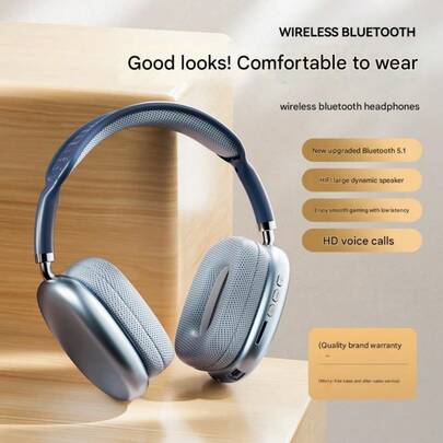 P9 Pro Max Wireless Bluetooth Headphones, Over-Ear Gaming Headset With Microphone, Hi-Fi Stereo Bass Subwoofer, 360° Surround Sound, Bluetooth 5.1, Noise Cancelling Earphones, Foldable Design, Wireless Headset For Phone/PC/Music/Games, Low Latency Mode, HD Call, Built-In Microphone, Portable Headphones With Carrying Case, Universal Compatibility.