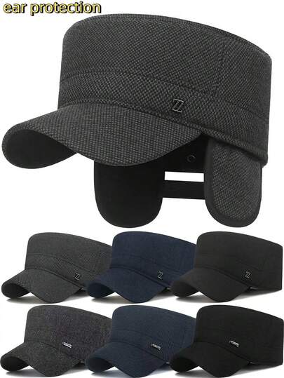 Winter Men's Ear Protection Cap Warm Flat Hat