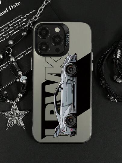 1pc Stylish Racing Car 2D Print Colorblock Graphic Protective Phone Case, Compatible With Apple Compatible With IPhone11/12/13/14/15/16/16PRO/16PROMAX, GalaxyA05/A15/A25/A35/A53/A54/A55/S23/S24
