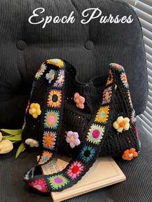 Women's Boho Embroidery Crossbody Bag Crochet Beach Bags For Women Hollow Out Crochet Knit Shoulder Bag Crochet Tote Bag Crochet Knit Boho Shoulder Bag For Women, Hollow Out Embroidery Crossbody Bag Tote Handbag For Sending Friends Shopping, Dating, Thanksgiving Dinner Purse - Nhiều màu - Xem 2
