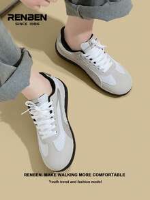 RENBEN 1 Pair Men's Lace-Up Mesh Casual Sneakers, Breathable Low-Top Outdoor Sports Shoes For Summer, Suitable For Traveling, Commuting, Hiking, Dating, 2025 Popular Men's Shoes