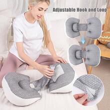 - Almohada de embarazo para mujeres embarazadas, almohadas de embarazo para dormir porttil, almohada de cua para embarazo, soporte de almohada corporal para espalda, vientre, cintura, - Gris y blanco - Ver 3