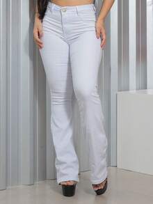 Faraya Jeans Women's Flare Jeans In Beige/Khaki/Brown/Black, Super Comfortable, High Waist With Lycra - 白色 - 查看 4