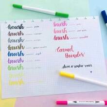 Kit 12/24/36/48/60/80/100/120 Colors Brush Pen Lettering Double Tip Fine And Brush - 12 màu/bộ - Xem 6