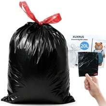 Sac poubelle noir 20L avec fermeture éclair, petit sac poubelle résistant à la déchirure, 60 sacs poubelle pour les toilettes, la cuisine, la salle de bain, le bureau et la chambre