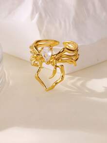 1Pc Punk Style Spider Open Ring For Women Girls Diablo Style Black Zirconia Finger Ring Halloween Accessories Fashion Jewelry