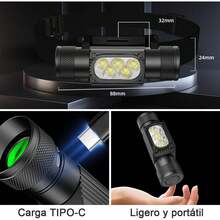 Linterna frontal LED recargable por USB, 5 modos de iluminación, 1800 lúmenes lámparas para cabeza, linterna frontal impermeable para exteriores, camping y caza - 1 - Ver 5