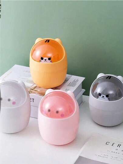 Mini Trash Can With Lid, Small Desktop Garbage Bin, Plastic Desk Waste Paper Basket, Twist-Lid Design Prevents Odor Leakage, For Storing Fruit Peels And Paper Scraps To Keep Desk Tidy, Suitable For Bathroom, Home Office, Coffee Table, Office, Living Room, Study