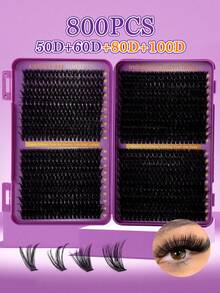 800640/621 621pcs D-Curl Synthetic Eyelash Set, Includes 10D+20D+30D+40D/50D+60D+80D+100D/80D+100D+120D+150D - Handmade, High-Quality D-Curl Synthetic Eyelashes, Natural Curl, Customizable Eyelash Set - Reusable, Lightweight And Easy To Use, Eyelash Extension, Natural Lashes, Large Eyelash Extension, Eyelash Set - D - View 6