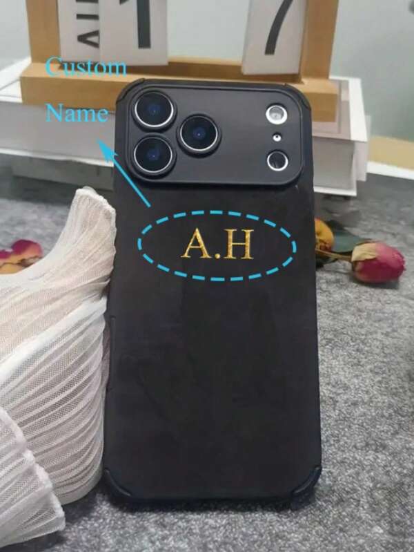 [Customized]Personalized Luxury DIY Name Faux Leather Phone Case Compatible With IPhone 17 Air 17 Pro Max 16 15 14 13 12 11 Pro Max Plus Magnetic Wireless Charge Lens Protective Cover