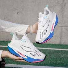 Giày chạy bộ thường ngày Snake Year phiên bản giới hạn, giày thể thao đua chuyên nghiệp đế carbon chống sốc dành cho nam và nữ - Xanh và trắng - Xem 4