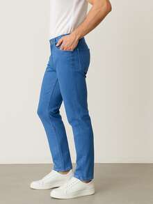 Pantalon de mezclilla corte recto slim para caballero - Azul - Ver 2