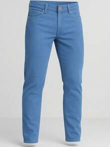 Pantalon de mezclilla corte recto slim para caballero - Azul - Ver 4