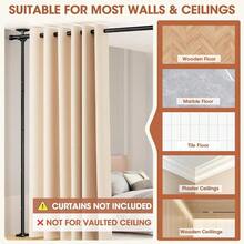 Room Divider No Drilling Curtain Rod Wall Divider For Room Separation, 4-10ft(H) 28-114inch(W) Adjustable, Heavy Duty Partition Space Separator Freestanding Tension Curtain Stand, Black - 黑色 - 查看 5
