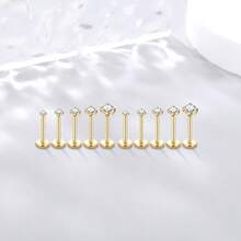 Oveta Threadless Nose Stud Stainless Steel 20G 18G 16G Threadless Flat Back Tragus Earrings Labret Medusa Monroe Ashely Lip Piercing Jewerly Gold{"Color_name":"18G"} - 18克 - 查看 5