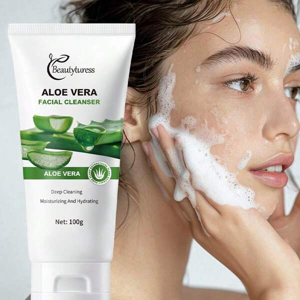 100g Aloe Vera Facial Cleanser, Deep Cleansing, Moisturizing, Oil Control, Pore Refining, Blackhead Removal, Suitable For All Skin Types