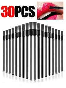 60支/30支/2支装一次性唇彩刷、口红棒涂抹器、一次性指甲刷，多功能女士化妆工具 - 黑色 - 查看 8