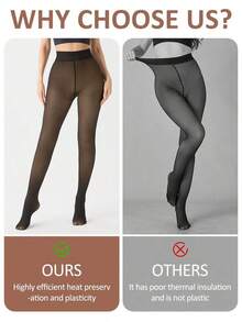 220g Thermal Lined Tights High Waist Fake Translucent Pantyhose Plush And Thick Warm Tights With A Variety Of Transparent Colors Suitable For People Of Different Skin Colors. 6 Sizes Suitable For European And American Plus-Size Tall People - Nhiều màu - Xem 3