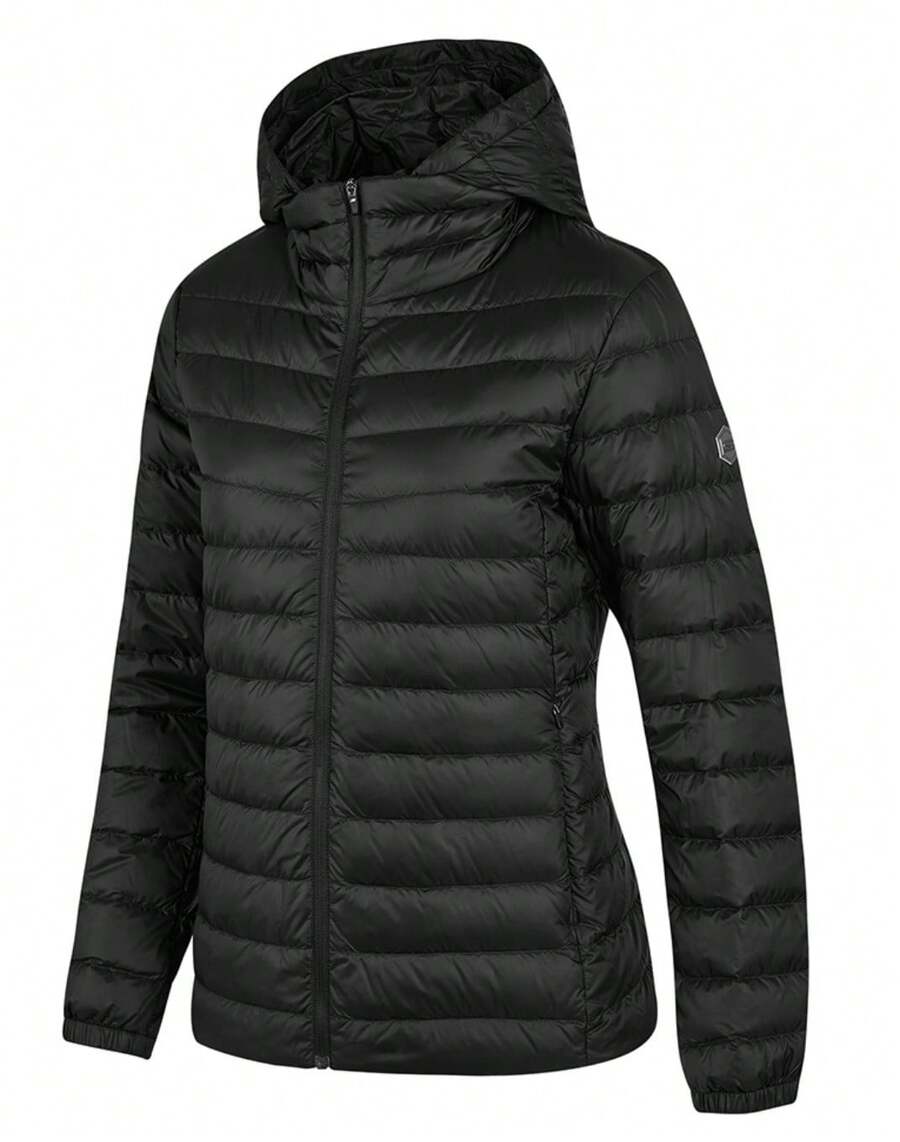 Skechers Winter Women's Woven Hooded Down Jacket Casual Sports Warm Outerwear - Black - View 1