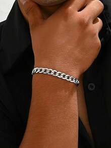 1 件不锈钢链式手链，男女通用朋克配饰礼物，时尚日常穿着