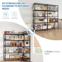 Scaffali in metallo pesante Fuyoula da 5 ripiani, grandi 155*183*40 cm, con ripiani regolabili, scaffali salvaspazio ideali per garage, cantina, dispensa e ufficio, colore nero