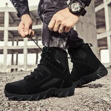 OBOVAY Outdoor Hiking Shoes, Camping Desert Boots, Wear-Resistant Comfortable High-Top Shoes, Fashionable New Men's Hiking Boots - Black - View 5