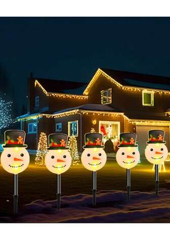 5 pezzi di luci natalizie a energia solare da piantare a terra, decorate con Babbo Natale, renne, pupazzo di neve, albero di Natale e stelle, per decorazione natalizia da esterno in giardino (10 stili opzionali - 1/5 pezzi)