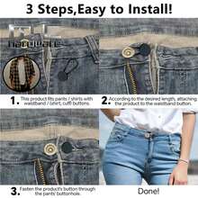 4-Pack New Style Jeans Button Extenders, Unisex Instant Jeans Waistband Extenders, Sew-Free Waist Expansion Tools, Ideal For Easily Adjusting Jeans Fit, Adjustable Jeans Buttons, Seamless Waistband Clothing Buttons, Nail-Free Reusable & Removable Tools, Invisible Waist Buttons, Waistband Extender Buttons, Retractable Buttons, Sew-Free Small-To-Large Size-Adjustable Removable Buttons, Jeans Waistband Adjustment Buttons, Elastic Jeans & Pants Waistband Extenders, Unisex Instant-Snap Extenders, Sew-Free Waistband Extenders For Tight Pants, Black Pants Waistband Extenders, Pants Waistband Can Extend 1-1.4 Inches - 黑色 - 查看 4