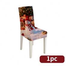 1 Pieza/4/6/8/36 Funda de silla moderna y minimalista para Navidad, a prueba de polvo, extraíble, lavable, resistente a las manchas, impermeable, elástica, con diseños de árbol de Navidad, muñeco de nieve, casa nevada, caja de regalo, reno, bastón de caramelo, campana, corona. El juego de mesa y silla estacional de 17.7 x 23.6 pulgadas se puede usar para decoración, decoración de banquetes, decoración del hogar, decoración navideña y suministros para fiestas - Multicolor - Ver 13