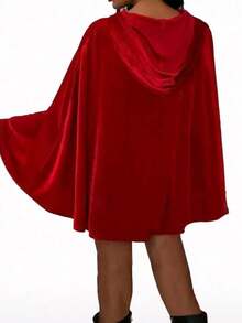 1 件圣诞狂欢派对表演天鹅绒短披肩连帽斗篷 60 厘米 23.62 英寸个性化化妆舞蹈和圣诞角色扮演服装道具 - 彩色 - 查看 3