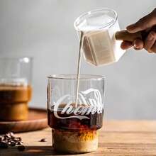 Taza medidora de café de vidrio FOME, jarra de leche de café, taza con de madera, taza medidora, jarra de leche graduada, suministros de cocina - verde claro - Ver 4