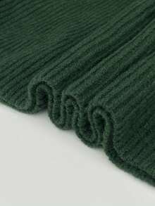 女士时尚优雅秋冬深绿色针织毛衣上衣短款毛衣裙两件套 - 綠色 - 查看 8