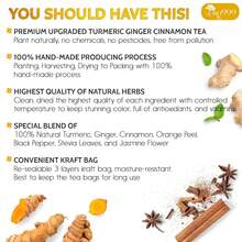 TOG999, 120 Bags Premium Turmeric Ginger Cinnamon Tea. Upgraded Version. Improve Digestion, Support Brain, Weight, Skin And Sleep. -Conscious Tea Bags. No Sugar, No Caffeine, No Gluten, Vegan. - 60 Tea Bags - View 2