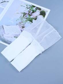 1 paire de manchettes sans doigts décoratives en dentelle tricotée élastique à la mode, convient comme accessoire vestimentaire pour femmes et filles