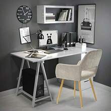 FurnitureR Conjunto 2 Sillas Comedor Modernas Tela Boucle Mediados Siglo Tapizadas con Respaldo y Asiento Acolchado con Patas Metal Beige(Beige) - Tipo 4 - Ver 8