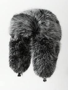 1pc Women's New Faux Fur Ombre Reversible Trapper Hat, Thick Warm Ear Protection Fluffy Outdoor Cycling Cap, Winter Ski Hat, Fashion & Versatile