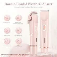2-In-1 Electric Bikini Trimmer For Women: Dual Head Design (Depilation + Shaving), USB Rechargeable Portable, Suitable For Bikini/Underarm/Face, Gift Idea, Also For Full Body Pet Grooming, Shared For Human And Pet, Pet Grooming Clipper - Multicolor - View 9