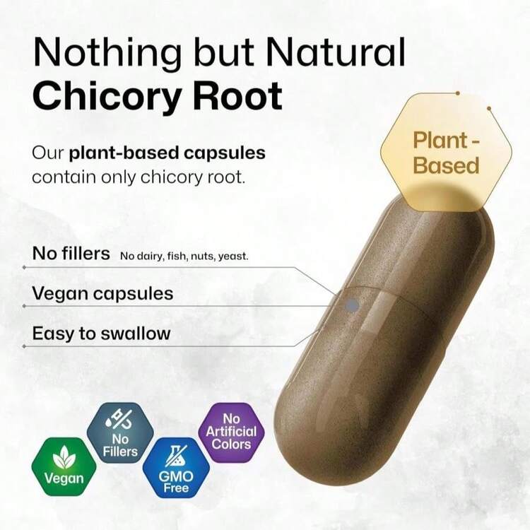 BIO KRAUTER Chicory Fiber Supplement - 1200 Mg Strength - 100 Count - Chicory Root Powder - Inulin Capsules For Digestive Support - Vegan - Flavor NameA - 查看 4